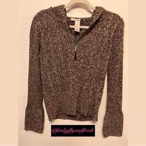 DKNY jeans-the perfect y2k zip up cable knit hoodie! Size L with x long sleeves.